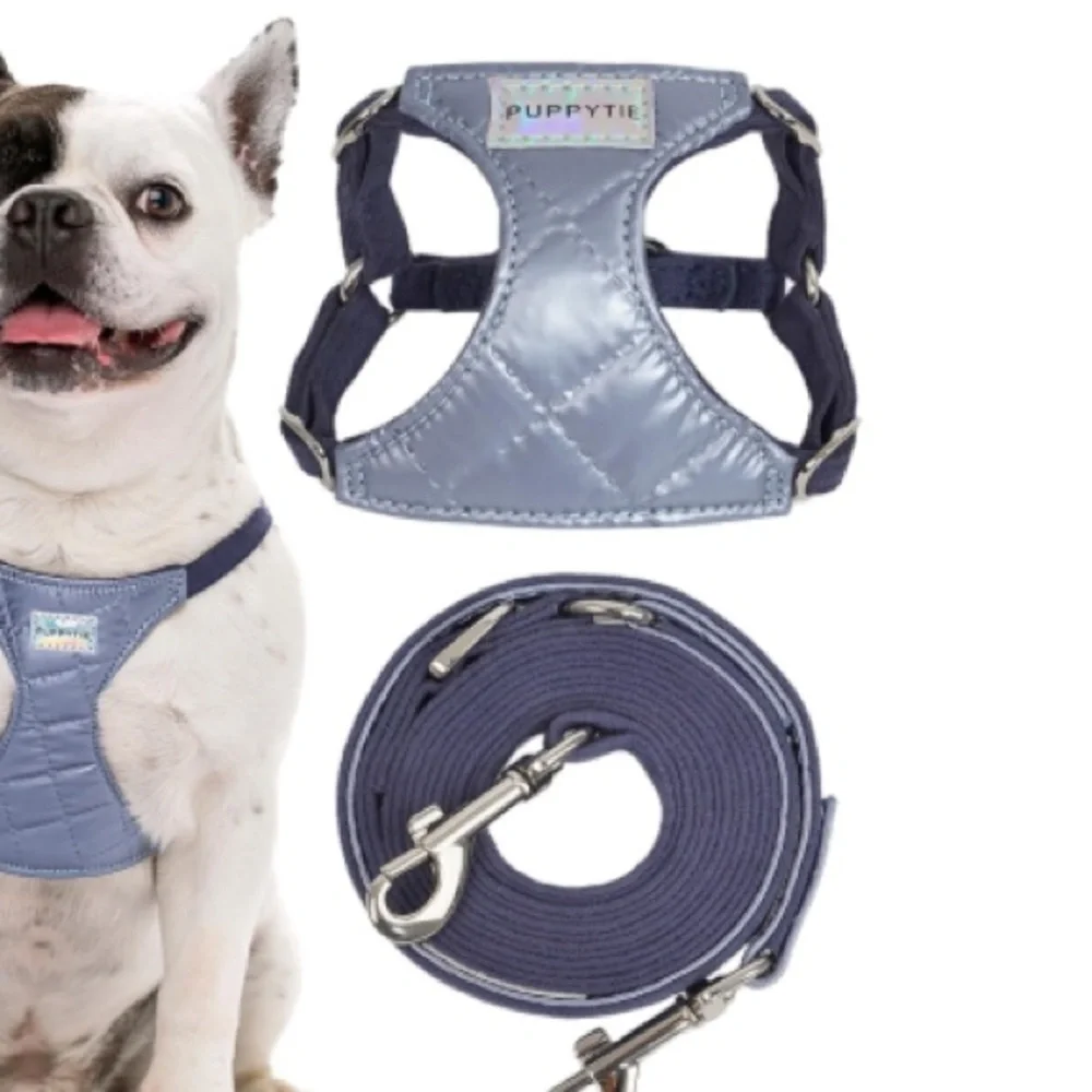New- Puppytie  Galaxy Blue Dog Harness and Leash Set Lightweight  safest Set